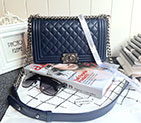 2017 Chanel Boy Flap Shoulder Bag Lambskin Leather A67086 Blue A67086