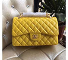 2017 Chanel Classic Flap Bag 1113 Yellow Original Sheekskin leather Gold Hardware 1113