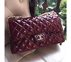 2017 Chanel Classic Flap Bag Original Burgundy Patent Leather 1113 Gold hardware 1113