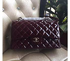2017 Chanel Classic Flap Bag Original Burgundy Patent Leather 1113 Silver hardware 1113