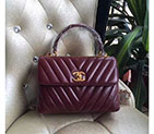 2017 Chanel Classic Top Handle Bag Original Sheepskin Leather A92236 Burgundy with Gold A92236