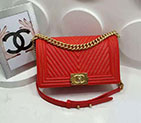 2017 Chanel Le Boy Flap Shoulder Bag A92493 Red with Gold hardware A92493