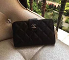 2017 Chanel Matelasse Bi-Fold Wallet Black Original Caviar A48667 Silver A48667
