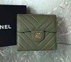 2017 Chanel Matelasse Tri-Fold Wallet Original Caviar Leather A84029 Olive Green in Gold Hardware A84029
