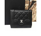 2017 Chanel Matelasse Tri-Fold Wallet Original Lambskin Leather A84231 Black in Silver Hardware A84231