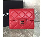 2017 Chanel Matelasse Tri-Fold Wallet Original Sheepskin Leather A82288 Red in Silver Hardware A82288