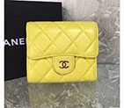 2017 Chanel Matelasse Tri-Fold Wallet Original Sheepskin Leather A82288 Yellow in Gold Hardware A82288