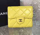 2017 Chanel Matelasse Tri-Fold Wallet Original Sheepskin Leather A82288 Yellow in Silver Hardware A82288