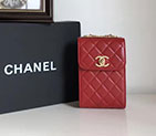 2017 Chanel Phone bag Red Original Sheepskin leather A79301 Gold A79301