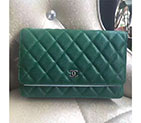 2017 Chanel WOC A33814 Green Original Caviar Leather Mini Flap Bag Silver A33814