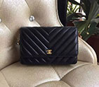 2017 Chanel WOC A33815 Black Original Sheepskin Leather Flap Shoulder Bags Gold A33815