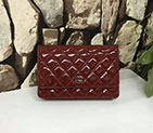 2017 Chanel WOC A33815 Burgundy Original Patent Leather Flap Shoulder Bags Silver A33815