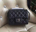 2017 Chanel mini Classic Flap Bag Black Original Calfskin leather 1115 Ancient silver 1115