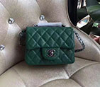 2017 Chanel mini Classic Flap Bag Green Original Calfskin leather 1115 Ancient silver 1115