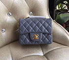 2017 Chanel mini Classic Flap Bag Grey Original Sheekskin leather 1115 Silver Hardware 1115