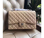 2017 Classic Chanel Maxi Double Flaps Bag A58601 Apricot Original Caviar Leather Silver A58601