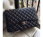 2017 Classic Chanel Maxi Double Flaps Bag A58601 Black Original Caviar Leather Gold A58601