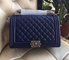 2017 Le Boy Chanel Flap Shoulder Bag in Original Sheepskin Leather A67088 Blue A67088