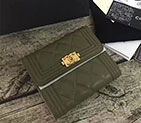2017 Le Boy Chanel Matelasse Tri-Fold Wallet Original Calfskin Leather A92115 Olive Green A92115
