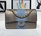 2018 Chanel Classic Flap Bag Original Python Leather 1112