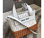 2018 MiuMiu NAPPA LEATHER AND WICKER BAG 5BA076