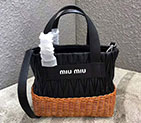 2018 MiuMiu NAPPA LEATHER AND WICKER BAG 5BA076