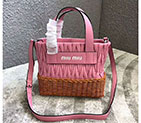 2018 MiuMiu NAPPA LEATHER AND WICKER BAG 5BA076