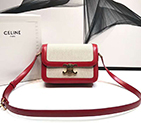 2019 Celine MEDIUM TRIOMPHE BAG IN TEXTILE AND NATURAL CALFSKIN