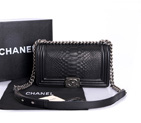 Boy Chanel Flap Shoulder Bag Genuine Python Leather A37003 Black A37003