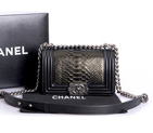 Boy Chanel Flap Shoulder Bag Genuine Python Leather A37006 Bronze A37006