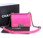 Boy Chanel Flap Shoulder Bag Genuine Python Leather A37006 Rose A37006