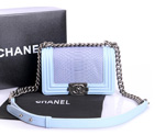 Boy Chanel Flap Shoulder Bag Genuine Python Leather A37006 SkyBlue A37006