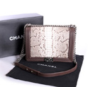 Boy Chanel Flap Shoulder Bag Genuine Snake Leather A37005 Brown A37005