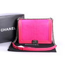Boy Chanel Flap Shoulder Bag Genuine Snake Leather A37005 Peach A37005