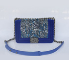 Boy Chanel Flap Shoulder Bag Nubuck & Denim A67064 RoyalBlue A67064