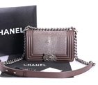 Boy Chanel Flap Shoulder Bag Original Pearl Leather A37006 Brown A37006
