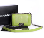 Boy Chanel Flap Shoulder Bag Original Pearl Leather A37006 LightGreen A37006