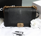 Boy Chanel Flap Shoulder Bag Original Pearl Leather A67086 Black A67086