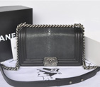 Boy Chanel Flap Shoulder Bag Original Pearl Leather A67086 Black A67086