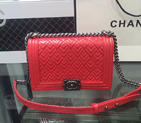 Boy Chanel Flap Shoulder Bag Sheepskin Leather A67086 Red A67086