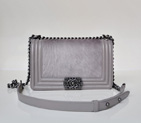 Boy Chanel Flap Shoulder Bag Sheepskin Leather with Horsehair A67759 Gray A67759