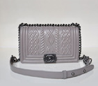 Boy Chanel Flap Shoulder Bag Sheepskin leather A66037 in Gray A66037