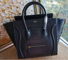 Celine Luggage Mini Tote Bags Croco Leather C3308 Black