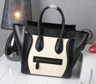 Celine Luggage Mini tote Bag Original Calfskin Leather C3308 Black&White