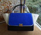 Celine Trapeze Bag Suede Leather C6608 Blue&Black&White