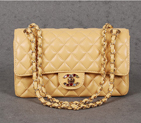 Chanel 1112 Flap Bag Sheepskin Leather Apricot with Colorful Diamond CC logo 1112
