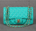 Chanel 1112 Flap Bag Sheepskin Leather Green with Colorful Diamond CC logo 1112