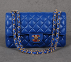 Chanel 1112 Flap Bag Sheepskin Leather Royalblue with Colorful Diamond CC logo 1112
