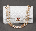 Chanel 1112 Flap Bag Sheepskin Leather White with Colorful Diamond CC logo 1112