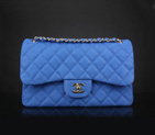 Chanel 1113 Classic Flap Bag Original Cannage Pattern Nubuck Leather Medium Blue with Gold 1113